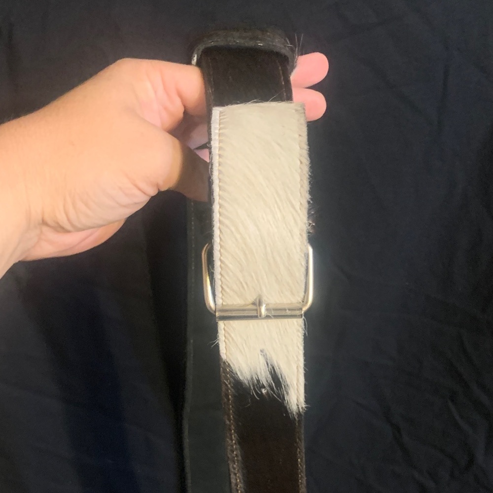 Stylish Black and White Cow Hide Leather Belt